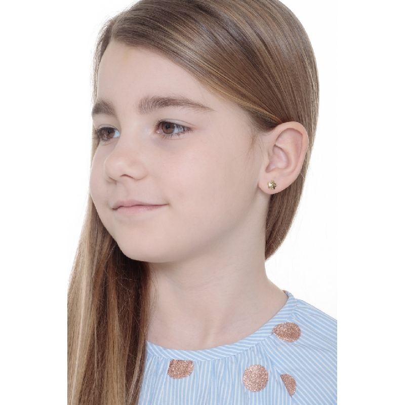 Boucles d'oreilles en or jaune 18k fleur