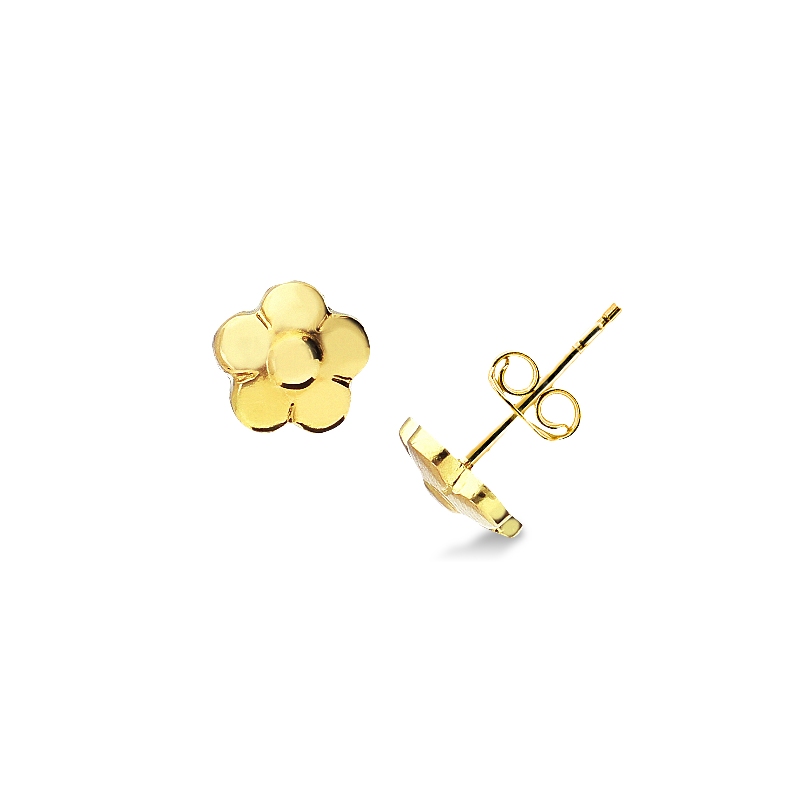 Boucles d'oreilles en or jaune 18k fleur