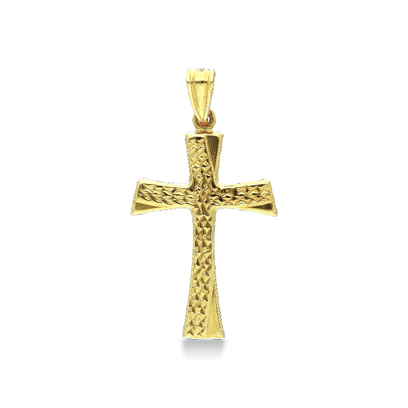  Pendentif croix 3 cm en or jaune 18k diamanté