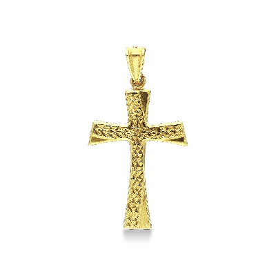  Pendentif croix 3 cm en or jaune 18k diamanté