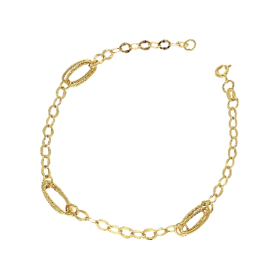 Bracelet fantaisie en or jaune 18k avec inserts ovales