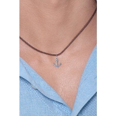 Pendentif Ancre en or blanc 18k 1,5 cm