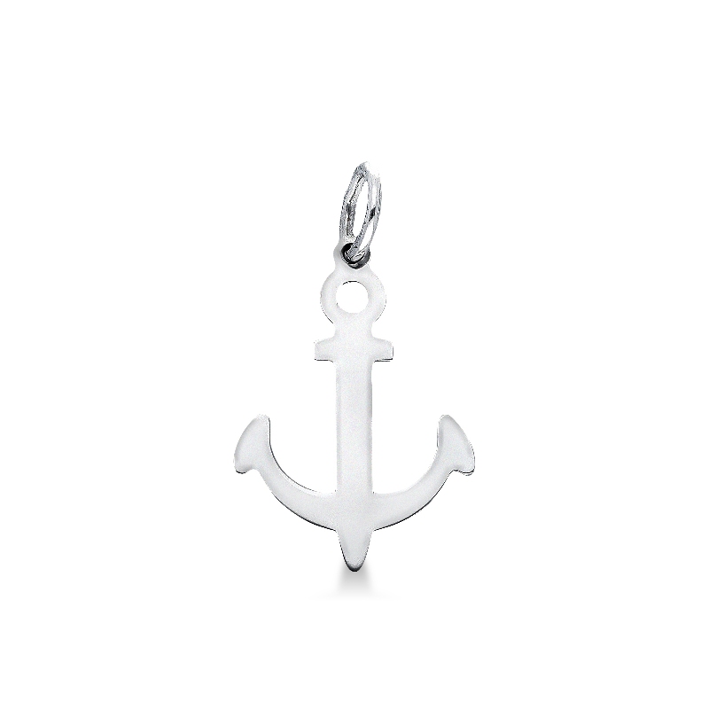 Pendentif Ancre en or blanc 18k 1,5 cm