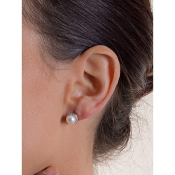 Boucles d’oreilles en or blanc 18 carats avec perles et zircons 2