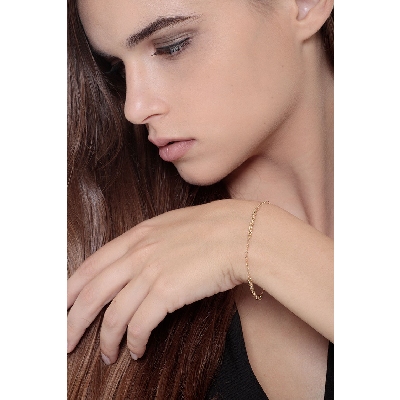 Bracelet femme en or jaune 18k avec inserts entrelacés 20 cm