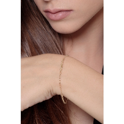 Bracelet femme en or jaune 18k avec inserts entrelacés 20 cm